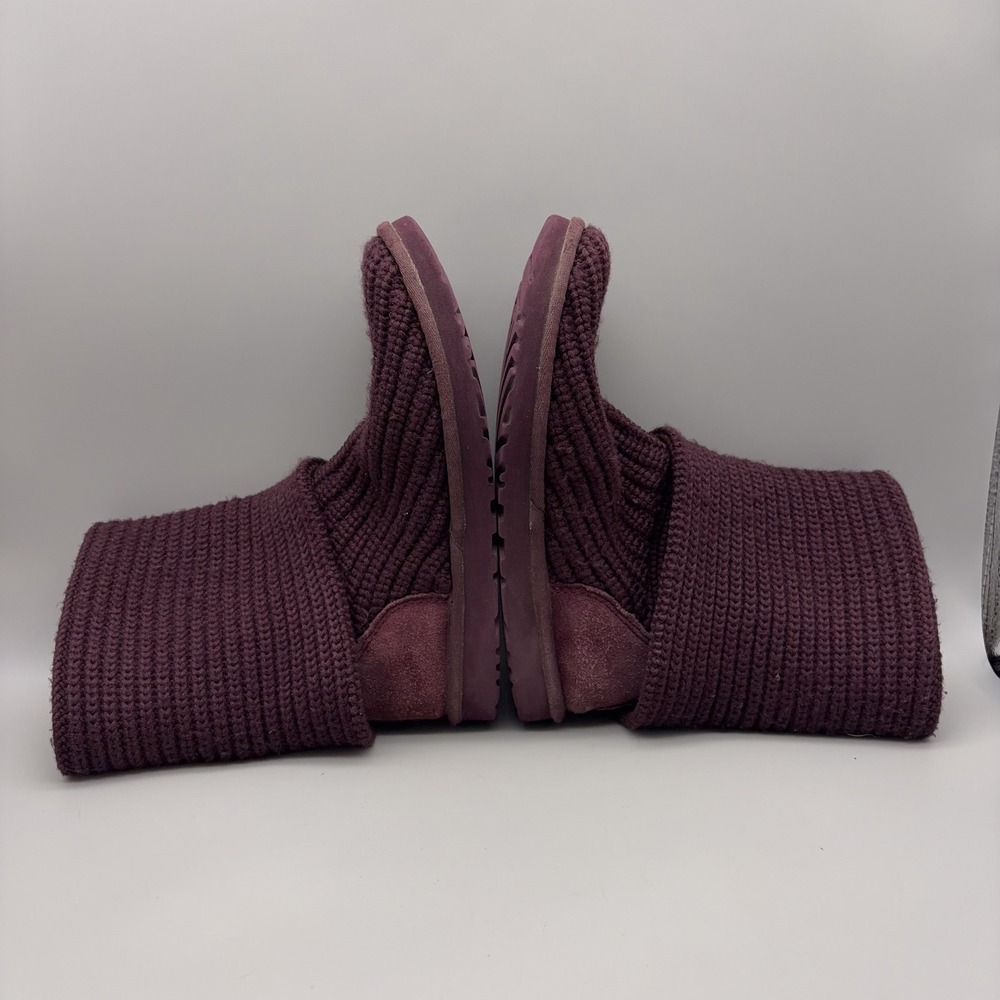 UGG Argyle Knit Boots Womens 7 Purple Solid Button Down Winter Cozy - Picture 11 of 12